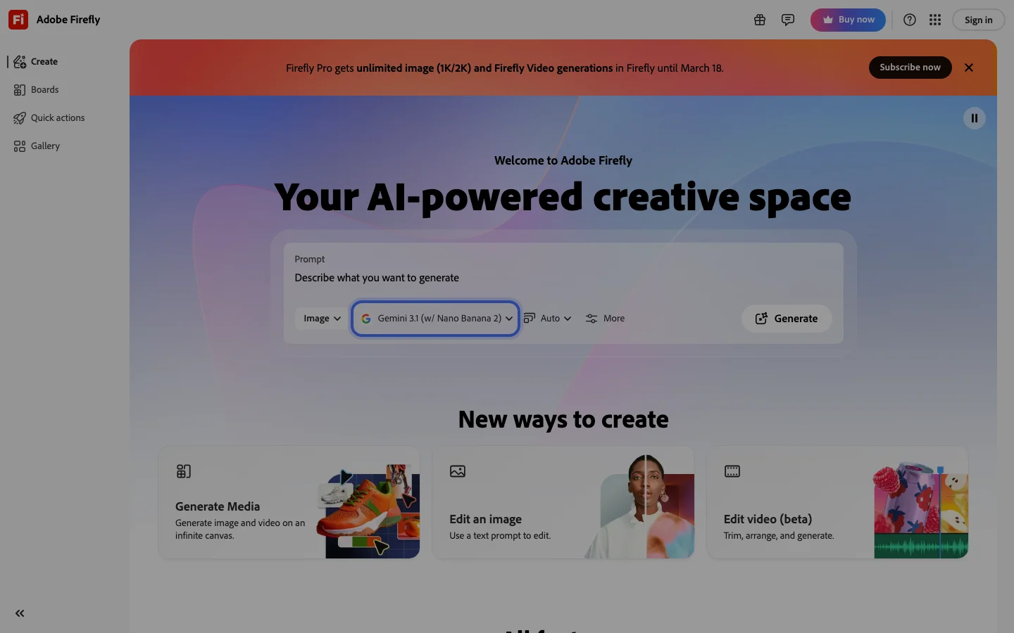 Adobe Firefly - AI tool interface screenshot