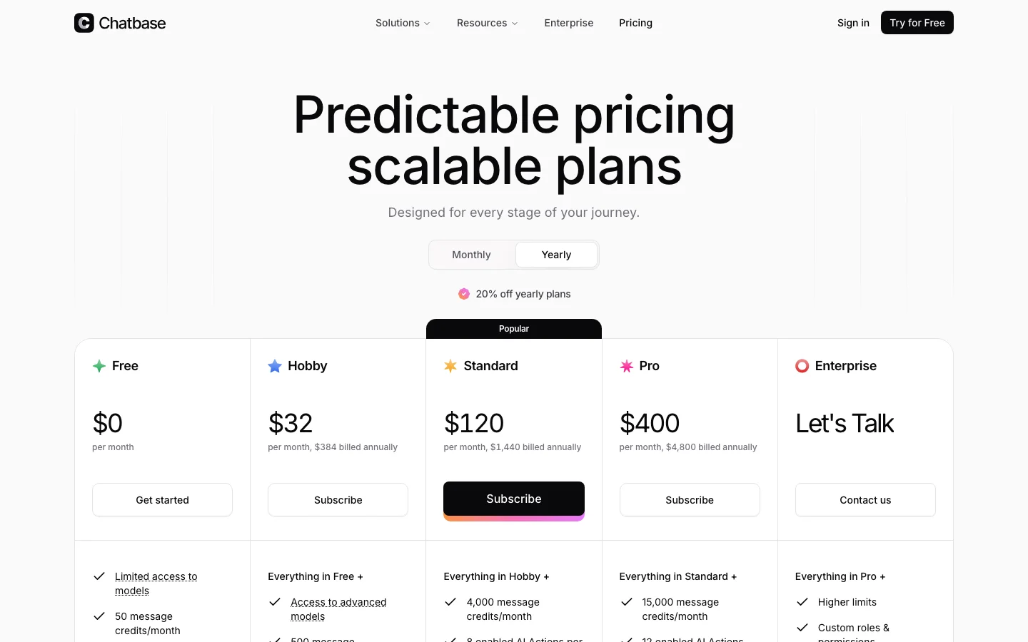 Chatbase pricing plans