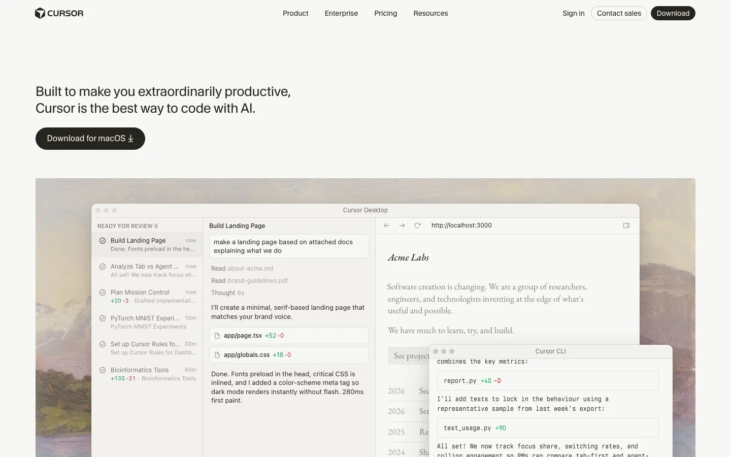 Cursor - AI tool interface screenshot