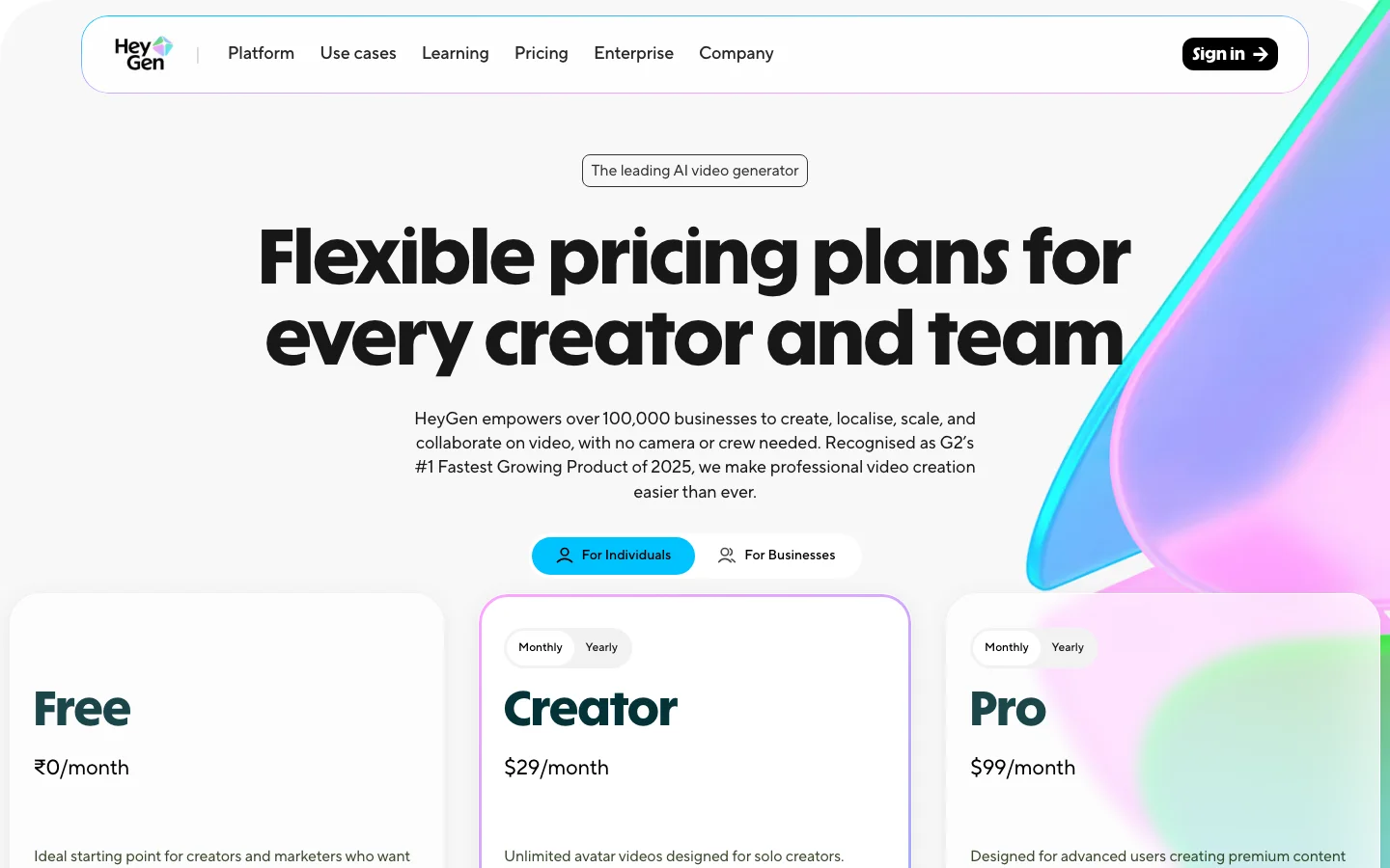 HeyGen pricing plans
