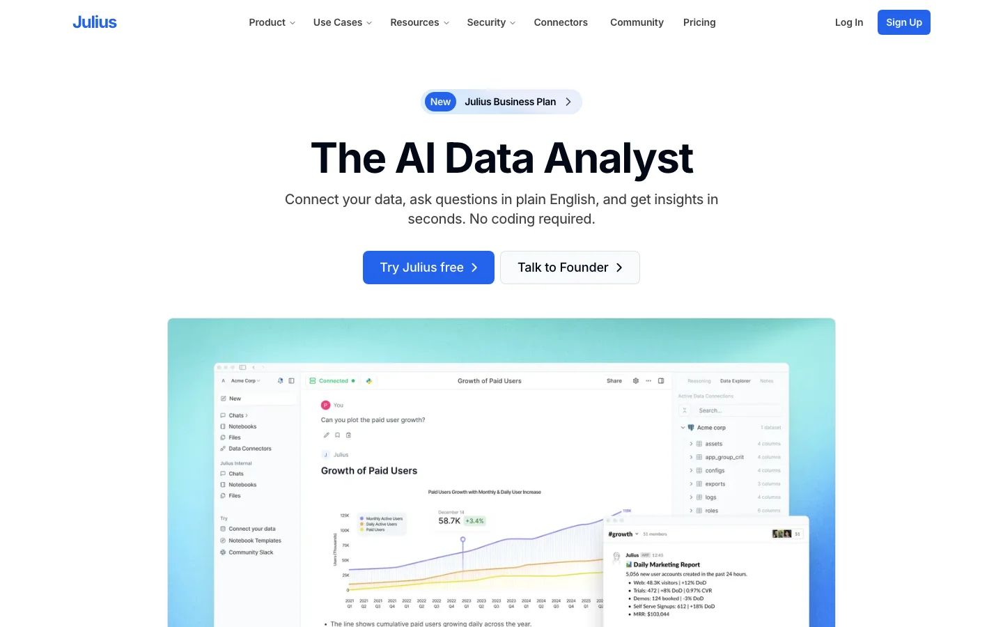 Julius AI's interface