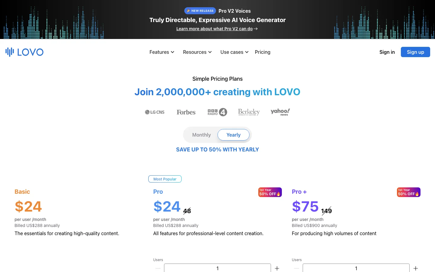 Lovo AI pricing plans