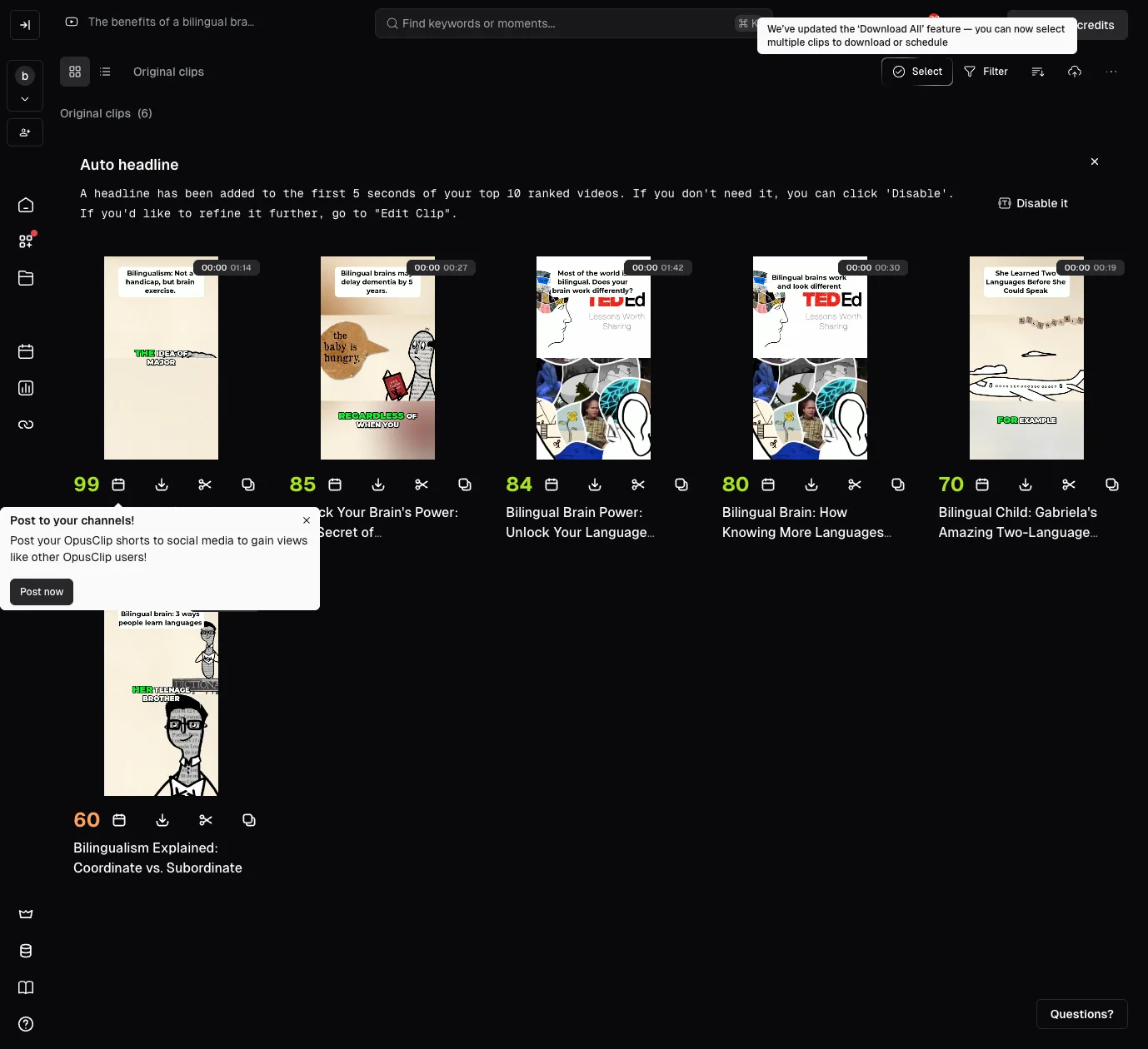Opus Clip Interface Overview