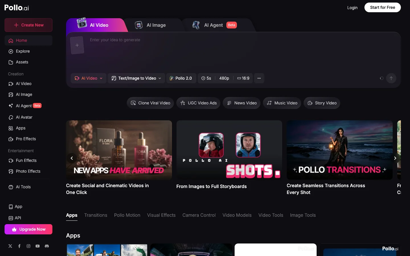 Pollo AI's interface