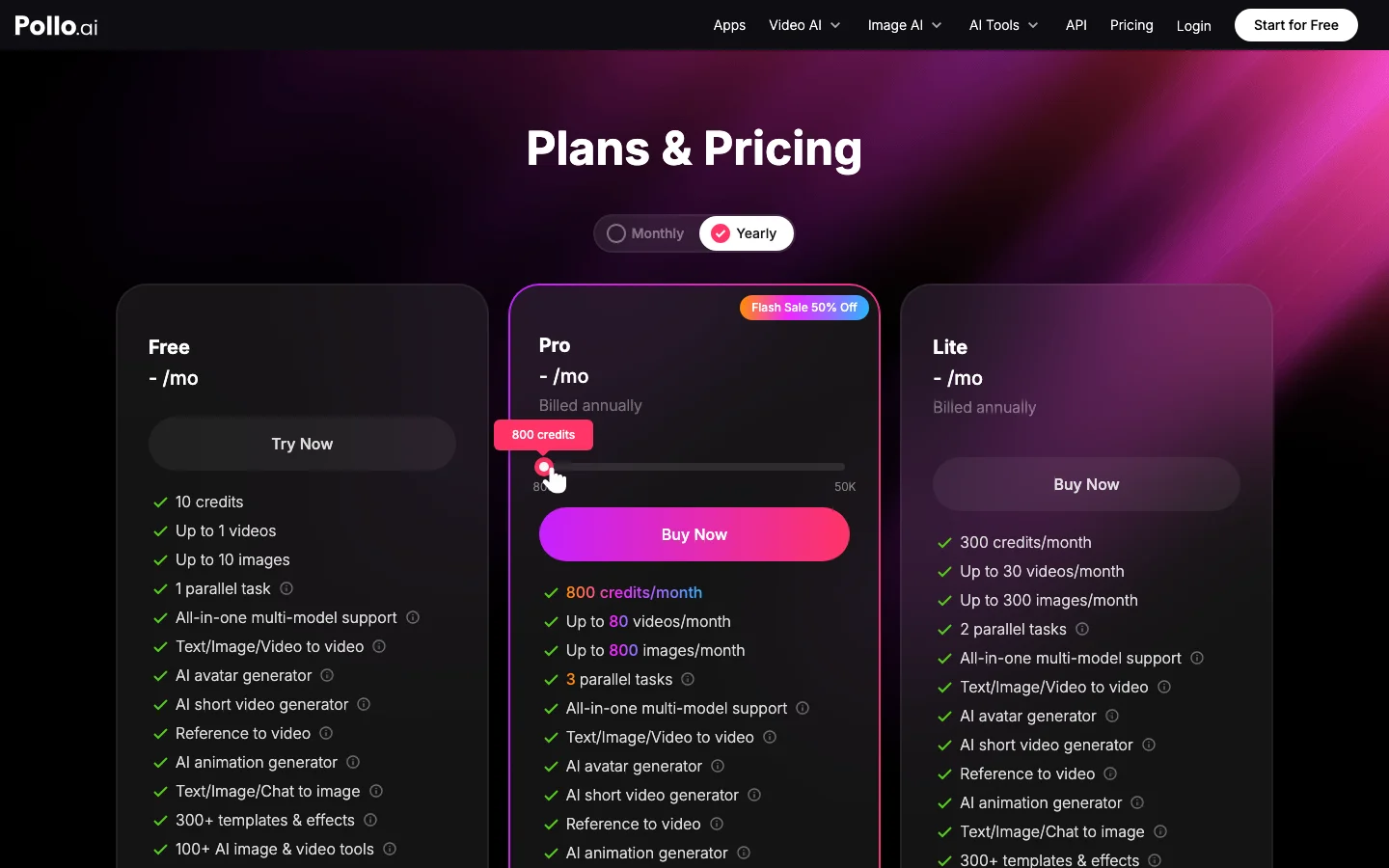 Pollo AI pricing plans