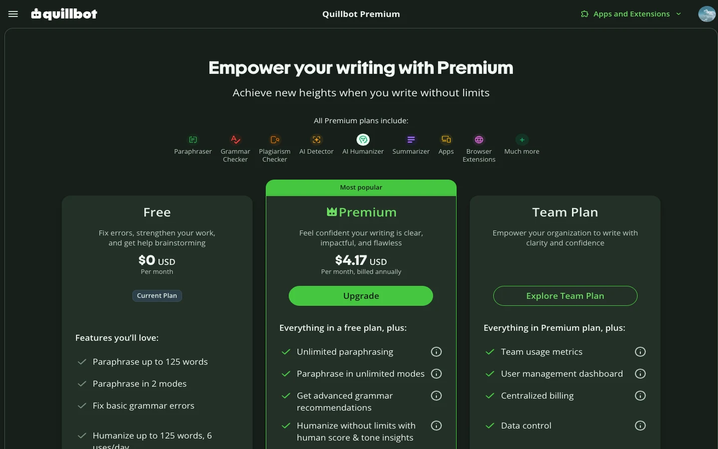 QuillBot Pricing Plans