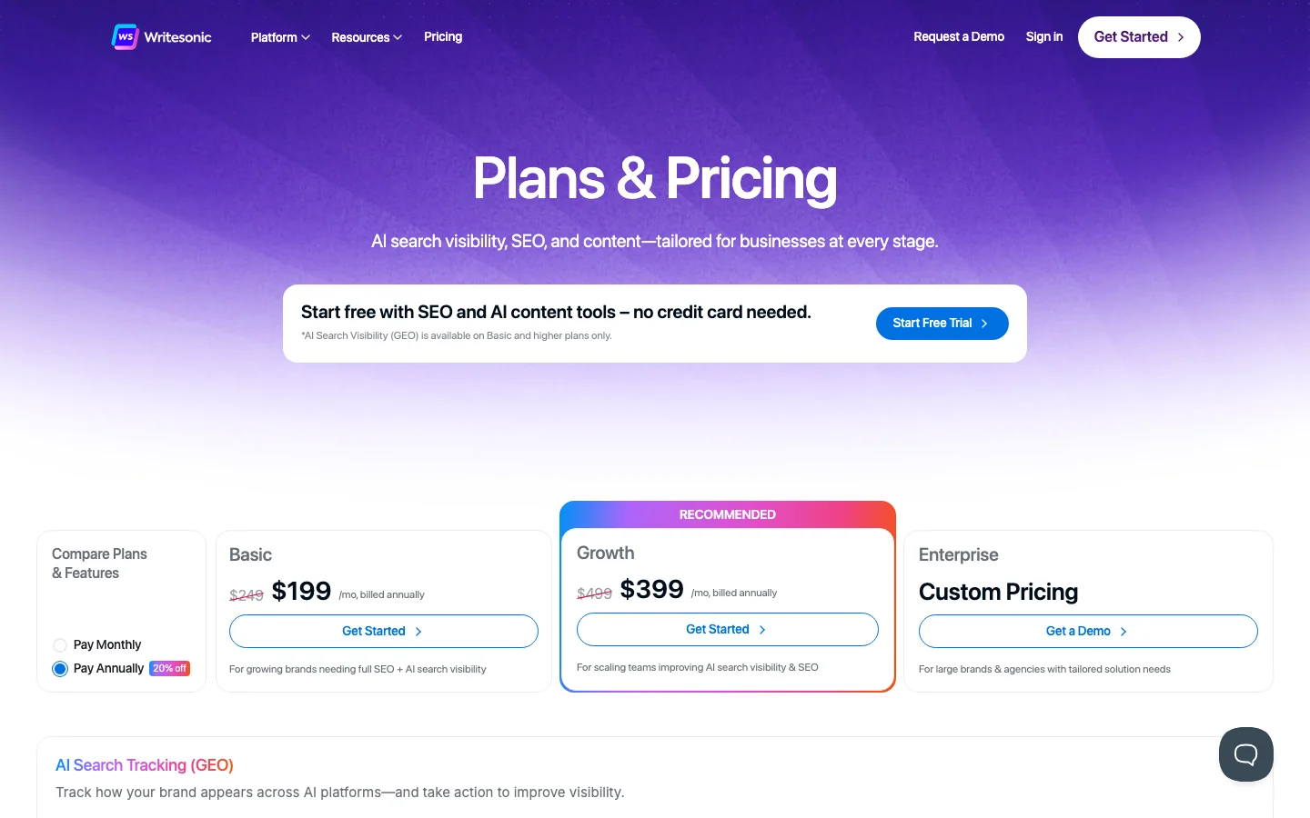 Writesonic pricing plans